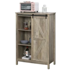 HOMCOM Accent Cabinet, Kictchen Cupboard Storage Cabinet, 3-Tier Organizer With Barn Door And Adjustable Shelf -Homcom GUEST 55fcb331 00a4 467b bcb9 2babd7fcebdc