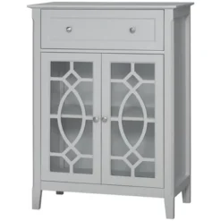 HOMCOM Kitchen Cabinet, Storage Cabinet, Sideboard Floor Accent Cabinet W/ 2 Glass Doors, Drawer, Adjustable Shelves For Living Room Entryway, Gray 7 HOMCOM Kitchen Cabinet, Storage Cabinet, Sideboard Floor Accent Cabinet W/ 2 Glass Doors, Drawer, Adjustable Shelves For Living Room Entryway, Gray -Homcom GUEST 56920fdb b598 4559 a43a 25b328667837