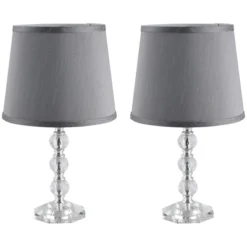 HOMCOM Crystallite Modern Table Lamps For Bedroom Set Of 2, Bedside Desk Lamp For Home Office, Living Room Lamp Set With Fabric Lampshades, Gray -Homcom GUEST 59471cc5 4cab 4481 89d2 e6f363cc498e