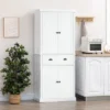 HOMCOM 72" Pinewood Large Kitchen Pantry Storage Cabinet, Freestanding Cabinets With Doors And Shelf Adjustment, Dining Room Furniture, White