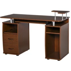 HOMCOM Multi-Function Computer Desk Home Office Workstation With Keyboard Tray, Elevated Shelf,Sliding Scanner Shelf And CPU Stand -Homcom GUEST 5da49a74 4d21 46ac 990b 047abf51e9d1