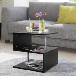 HOMCOM 20" Modern S-Shaped Multi-Level Accent End Table Shelf With Steel Poles -Homcom GUEST 5e7ae0d2 874d 4834 89bd cfc5de022761