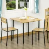 HOMCOM Industrial 3-Piece Dining Table Set, Square Kitchen Table With 2 Chairs For Dorms, Apartments, Studios, Bamboo Wood Grain