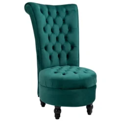 HOMCOM Retro High Back Armless Royal Accent Chair Fabric Upholstered Tufted Seat For Living Room, Dining Room And Bedroom -Homcom GUEST 5ee8258b 91be 4787 99a1 100abe0ceb91