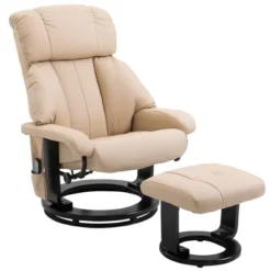 HOMCOM Recliner With Ottoman Footrest, Recliner Chair With Vibration Massage, Faux Leather And Swivel Wood Base For Living Room And Bedroom -Homcom GUEST 5fca4e42 ae99 4a6d b7d6 3e0f40e030e1