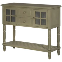 HOMCOM Vintage Console Table With 2 Drawers And Cabinets, Retro Sofa Table For Entryway, Living Room And Hallway, Light Gray -Homcom GUEST 60acfabd eba6 424b 864b 63e424db19db