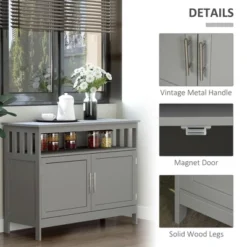HOMCOM Kitchen Sideboard, Buffet Cabinet, Wooden Storage Console Table With 2-Level Cabinet And Open Shelf, Gray -Homcom GUEST 61265d0e b442 47a0 b62b 0e66ac28c15d