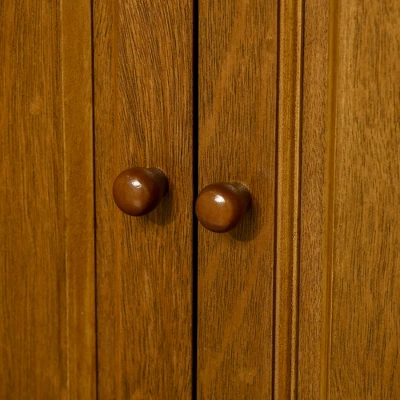 HOMCOM Modern Kitchen Island On Wheels, Rolling Serving Cart With Drawer, Storage Cabinet, And 2 Towel Racks For Dining Room, Brown 5 HOMCOM Modern Kitchen Island On Wheels, Rolling Serving Cart With Drawer, Storage Cabinet, And 2 Towel Racks For Dining Room, Brown - Image 5