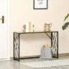 HOMCOM 47.25" Console Table, Industrial Sofa Table With Metal Frame For Living Room, Or Hallway, Natural/Black
