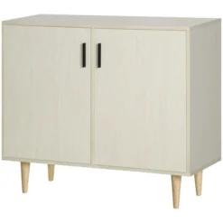 HOMCOM Modern Kitchen Storage Cabinet, Accent Sideboard With Adjustable Shelves And Wood Legs For Dining Living Room, Natural -Homcom GUEST 62dbd20e be04 46db 8676 de8747370844