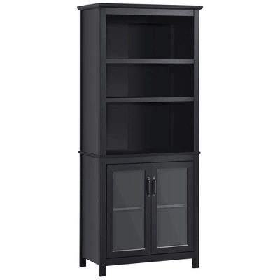 HOMCOM 71" Bookcase Storage Hutch Cabinet With Adjustable Shelves And Glass Doors For Home Office, Kitchen, Living Room 6 HOMCOM 71" Bookcase Storage Hutch Cabinet With Adjustable Shelves And Glass Doors For Home Office, Kitchen, Living Room - Image 6