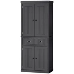HOMCOM 72" Traditional Freestanding Kitchen Pantry Cabinet Cupboard With Doors And 3 Adjustable Shelves, Black -Homcom GUEST 636b79db 763d 4ac6 af9f 381fb9ff7299