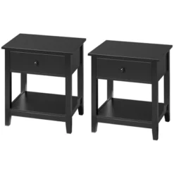 HOMCOM Side Table, Modern End Table With Storage Drawer And Shelf, Nightstand For Bedroom, Or Living Room, Set Of 2, Black -Homcom GUEST 64118b26 cbfd 4352 97bd 46ff1dce7441