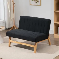 HOMCOM 42" Small Loveseat Sofa Couch For Bedroom, Living Room Furniture, Space-Saving 2 Seater Couch, Modern Couch Loveseat Upholstered