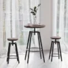 HOMCOM 3 Piece Industrial Adjustable Dining Table Set, Bar Height Bistro Table And Swivel Pub Stools For Small Space