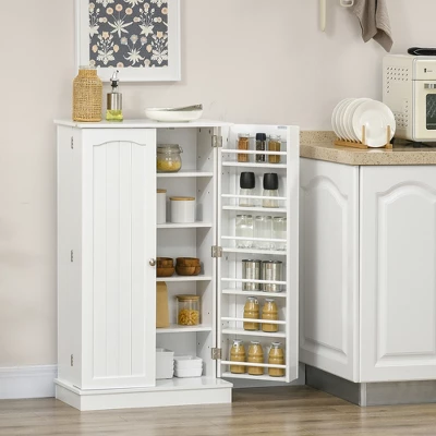 HOMCOM 41" Kitchen Pantry, 2-Door Kitchen Cabinet With 5-tier Storage Shelving, 12 Spice Racks And Adjustable Shelves For Dining Room 1 HOMCOM 41" Kitchen Pantry, 2-Door Kitchen Cabinet With 5-tier Storage Shelving, 12 Spice Racks And Adjustable Shelves For Dining Room