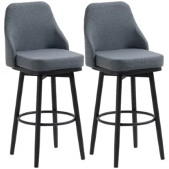 HOMCOM Extra Tall Bar Stools Set Of 2, Modern 360° Swivel Barstools, Dining Room Chairs With Steel Legs And Footrest -Homcom GUEST 69c8f0ee 039b 4804 923c d5602b011211