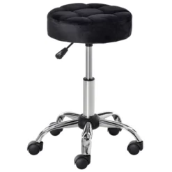 HOMCOM Round Vanity Stool With Height Adjustable Lift, Luxury Style Upholstery And Swivel Seat And Wheels -Homcom GUEST 6b162dee e8a5 46bb acbb 5770e5246aad