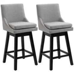 HOMCOM 28" Set Of 2 Swivel Bar Height Bar Stools, Armless Upholstered Barstools Chairs With Soft Padding Cushion And Wood Legs -Homcom GUEST 6cb125b8 f92a 4124 a869 919e6f850e5f