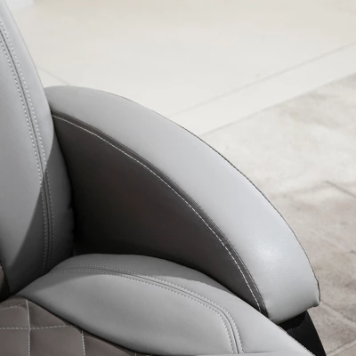 HOMCOM PU Recliner Reading Armchair With Footrest, Headrest And Round Steel/Wood Base For Living Room Or Office, Gray 5 HOMCOM PU Recliner Reading Armchair With Footrest, Headrest And Round Steel/Wood Base For Living Room Or Office, Gray - Image 5