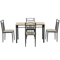 HOMCOM 5 Piece Dining Room Table Set With 4 Metal Frame Chairs For Kitchen, Dinette, Breakfast Nook, Grey -Homcom GUEST 6f666dac 3d0d 46a6 be5b 816e1cbaf38e