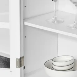 HOMCOM 67" Modern Buffet With Hutch, Louvered Kitchen Pantry Microwave Cabinet With Framed Glass Doors And 2 Drawers, White 10 HOMCOM 67" Modern Buffet With Hutch, Louvered Kitchen Pantry Microwave Cabinet With Framed Glass Doors And 2 Drawers, White -Homcom GUEST 6fae27a7 4f05 4e3d 95eb 280c41cc4b3f