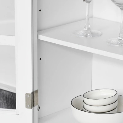 HOMCOM 67" Modern Buffet With Hutch, Louvered Kitchen Pantry Microwave Cabinet With Framed Glass Doors And 2 Drawers, White 5 HOMCOM 67" Modern Buffet With Hutch, Louvered Kitchen Pantry Microwave Cabinet With Framed Glass Doors And 2 Drawers, White - Image 5