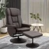 HOMCOM Recliner And Ottoman With Wrapped Base, Swivel PU Leather Reclining Chair With Footrest For Living Room, Bedroom And Office