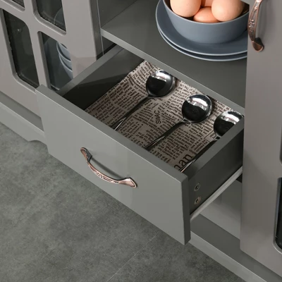 HOMCOM Modern Storage Console Cabinet With 2 Framed Glass Doors And 2 Drawers For Kitchen Or Living Room 4 HOMCOM Modern Storage Console Cabinet With 2 Framed Glass Doors And 2 Drawers For Kitchen Or Living Room - Image 4