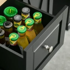 HOMCOM Farmhouse Mobile Kitchen Island Utility Cart On Wheels With Barn Door Style Cabinets, Drawers -Homcom GUEST 724bb628 1e76 4dbd acfd 452b973f0311