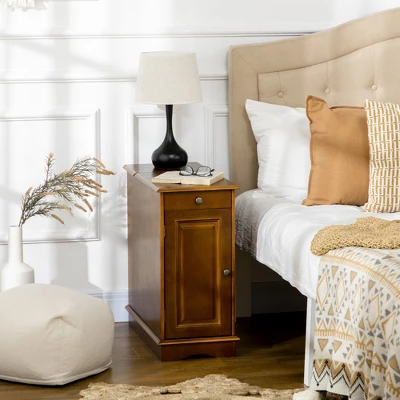 HOMCOM Side Table With Flip Top, Slim End Table With Storage Drawer And Cabinet For Living Room, Set Of 2, Espresso 1 HOMCOM Side Table With Flip Top, Slim End Table With Storage Drawer And Cabinet For Living Room, Set Of 2, Espresso