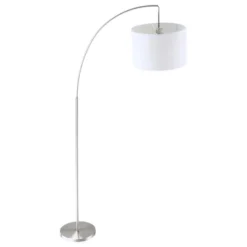 HOMCOM Arc Floor Reading Lamp, Tall Pole Standing Lamp With Hanging Fabric Lampshade For Living Room Or Bedroom, Silver/White -Homcom GUEST 72d87ab0 809d 43a3 b67e cc4202b285c8