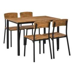 HOMCOM 5 Piece Modern Industrial Dining Table And Chairs Set For Small Space, Kitchen, Dining Room -Homcom GUEST 74c53d66 1478 4cb4 a844 8bf678d4bc6c