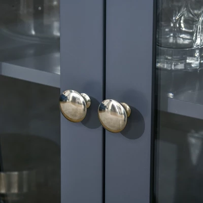 HOMCOM Elegant Kitchen Sideboard, Buffet Cabinet With Storage, Adjustable Shelves For Living Room, Study, 4 Glass Doors, Gray 4 HOMCOM Elegant Kitchen Sideboard, Buffet Cabinet With Storage, Adjustable Shelves For Living Room, Study, 4 Glass Doors, Gray - Image 4