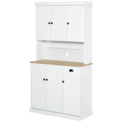 HOMCOM Buffet With Hutch, Kitchen Pantry Storage Cabinet With Microwave Oven Countertop, Drawer, And Cupboards, White -Homcom GUEST 7691dcda f111 43a3 89ff d49a2ed10f10