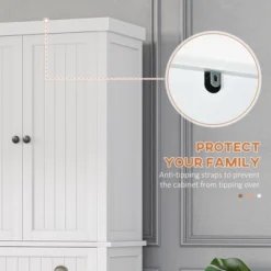 HOMCOM 72" Pinewood Large Kitchen Pantry Storage Cabinet, Freestanding Cabinets With Doors And Shelf Adjustment, Dining Room Furniture, White -Homcom GUEST 7727eb5e 6f21 43fa b039 cc364f7cf23b