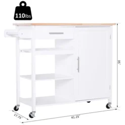 HOMCOM 4-Tier Rolling Kitchen Island Utility Trolley Serving Cart Kitchen Storage Cart W/ Butcher Block Countertop, Drawer -Homcom GUEST 775ce6fc 8088 4365 9d17 8e41881e5e94