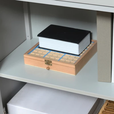 HOMCOM Kitchen Cabinet, Storage Cabinet, Sideboard Floor Accent Cabinet W/ 2 Glass Doors, Drawer, Adjustable Shelves For Living Room Entryway, Gray 5 HOMCOM Kitchen Cabinet, Storage Cabinet, Sideboard Floor Accent Cabinet W/ 2 Glass Doors, Drawer, Adjustable Shelves For Living Room Entryway, Gray - Image 5