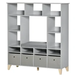 HOMCOM 47" Kids Reading Nook Organizer, Freestanding 15-Cubby Bookcase Storage Cabinet With Cushioned Seat For Toys, Books, Clothes 9 HOMCOM 47" Kids Reading Nook Organizer, Freestanding 15-Cubby Bookcase Storage Cabinet With Cushioned Seat For Toys, Books, Clothes -Homcom GUEST 789ca6c1 c233 4abd afc7 83e9e1be4843