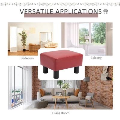 HomCom Modern 15" Rectangular Faux Leather Ottoman Footrest 3 HomCom Modern 15" Rectangular Faux Leather Ottoman Footrest - Image 3