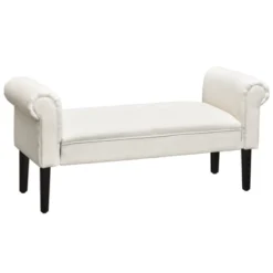 HOMCOM 52" Linen Upholstered Accent Ottoman Bench With Armrests -Homcom GUEST 7c98d698 401c 4ec4 a4a6 5afcf7901656