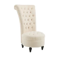 HOMCOM Retro High Back Armless Royal Accent Chair Fabric Upholstered Tufted Seat For Living Room, Dining Room And Bedroom -Homcom GUEST 7d29f4bd df45 44c0 a62c 1e56642ff9bf