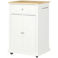 HOMCOM Rolling Kitchen Island Cart, Portable Serving Trolley Table With Drawer, Adjustable Shelf And 2 Towel Racks, Cream White -Homcom GUEST 7e925d99 7e8b 4c7e b2f6 36ee3df019c2