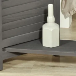 HOMCOM 4 Panel 67" Tall Wood Privacy Screen Room Divider With 3 Display Shelves, And Folding Storage For Bedroom Or Home Office, Gray -Homcom GUEST 806b1cba 920d 4f9a a19c af404c826fd5