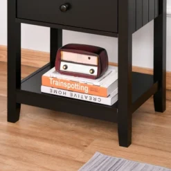 HOMCOM Modern Style Nightstand, Side Table With Drawer And Storage Shelf For Bedroom, Or Living Room -Homcom GUEST 809785c8 3499 4c28 81bf fa8a9eab8d88