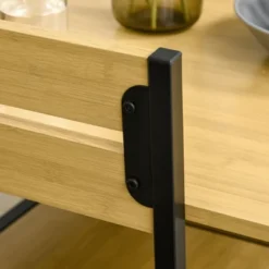 HOMCOM Industrial 3-Piece Dining Table Set, Square Kitchen Table With 2 Chairs For Dorms, Apartments, Studios, Bamboo Wood Grain -Homcom GUEST 80fc5a4f 5bec 4895 8372 21e4cca4d785