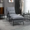 HOMCOM Accent Chair With Ottoman, Reclining Comfy Chair With Adjustable Backrest, Steel Frame And Pillow For Living Room, Bedroom