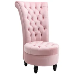 HOMCOM Retro High Back Armless Royal Accent Chair Fabric Upholstered Tufted Seat For Living Room, Dining Room And Bedroom -Homcom GUEST 861a14b6 c117 4cad 8665 eae4fb526d88
