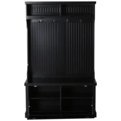 HOMCOM Hall Tree For Entryway, Coat Rack Shoe Bench With Bottom Storage, 4 Metal Double Hooks And 2 Shelves For Hallway, Living Room, Black 7 HOMCOM Hall Tree For Entryway, Coat Rack Shoe Bench With Bottom Storage, 4 Metal Double Hooks And 2 Shelves For Hallway, Living Room, Black -Homcom GUEST 8812de05 743b 4508 b5db 22cd93712978