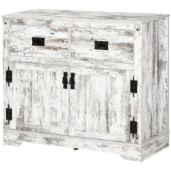 HOMCOM Rustic Storage Cabinet Sideboard With 2 Drawers And 2 Cupboard, Distressed White 7 HOMCOM Rustic Storage Cabinet Sideboard With 2 Drawers And 2 Cupboard, Distressed White -Homcom GUEST 8874f874 602a 4899 b18c 88ab40c98813